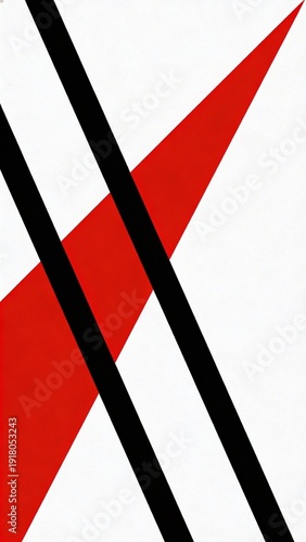 Abstract red and black geometric stripes on white background, bold modern graphic for branding and posters, dynamic high contrast design for corporate themes