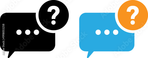 Colorful chat bubbles with question marks for discussion and communication