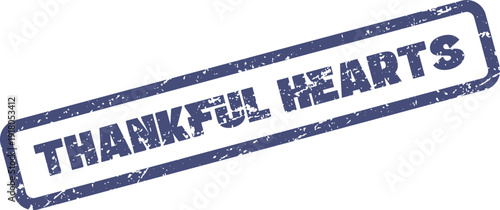 Professional Thankful Hearts blue rubber stamp impression for expressing sincere gratitude