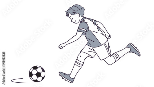 Boy Playing Football – Isolated Soccer Player Vector Illustration