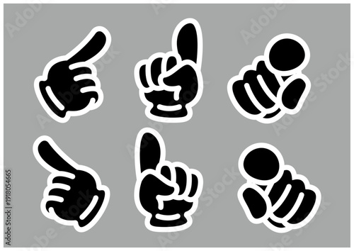 手のシルエットアイコンセット｜ハンドサイン風ジェスチャーデザインベクター