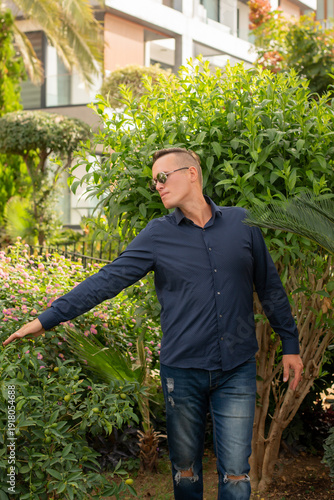 man in a garden