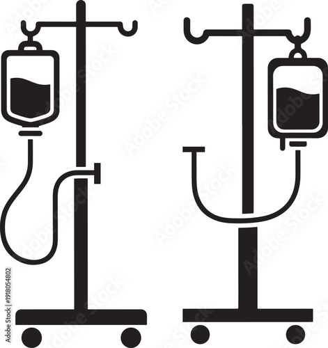 Iv drip silhouette stand hospital therapy treatment