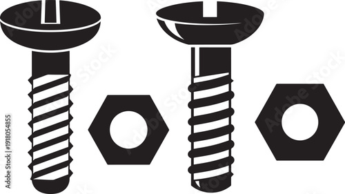 Screw nut silhouette bolt and fastener hardware