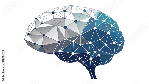 Modern brain illustration with geometric polygonal design