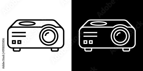 projector icon concept in flat black and white style on clean background vector illustration design