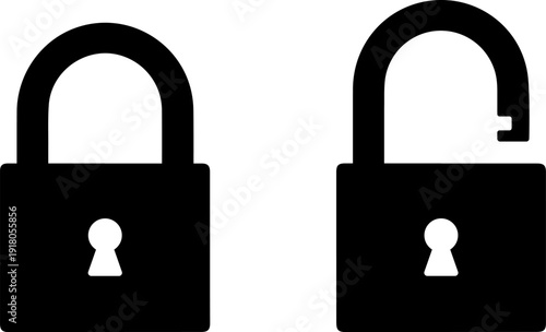 Secure and open padlock icons for safety and access concepts