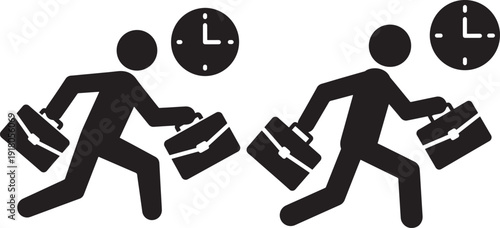 People running with briefcase silhouette vector