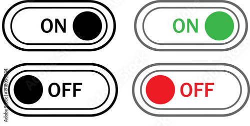 Toggle switch icons set in different states