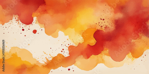 Abstract red and yellow watercolor paint background