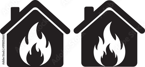 House fire silhouette building flame danger home