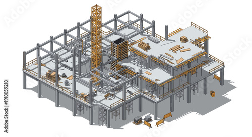 Industrial Plant Structure with Metal Framework.