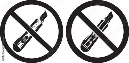 No cutter silhouette sign vector for safety area
