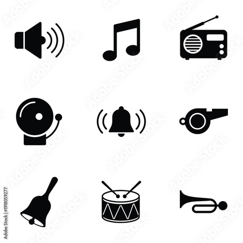 No noise and sound prohibition Signs icon set