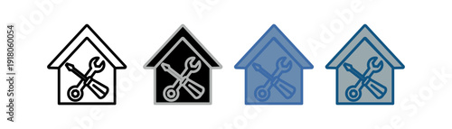 
Home repair icon set multiple style collection with home renovation designs