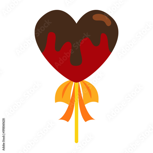Chocolate dipped heart lollipop icon