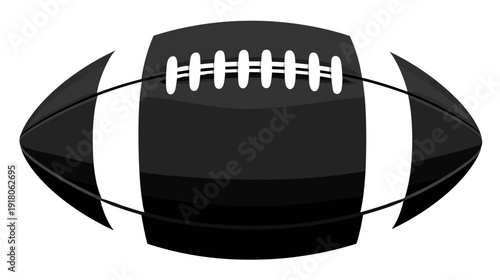 A grayscale vector illustration depicting a football with white laces against a plain white background