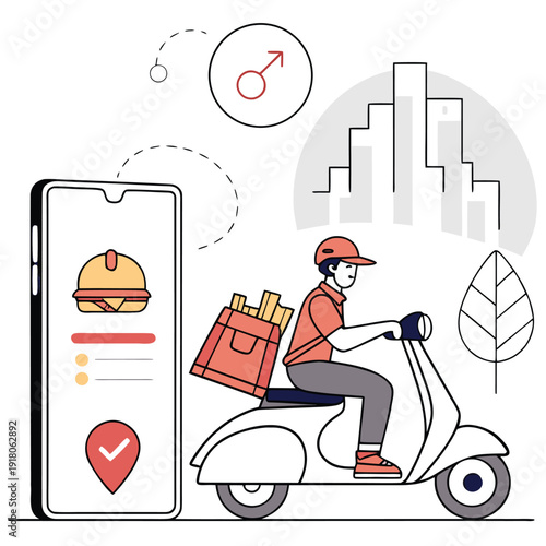 Online Food Delivery Service Flat Vector Illustration