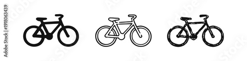 Hand-Drawn Bicycle Icons Set - Minimalist Bike Vector Illustrations for Transportation and Sport