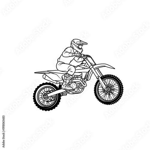 Rider on a dirt bike in action, motocross illustration.