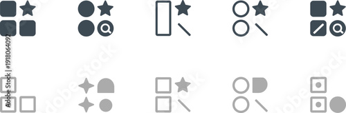 Pattern recognition puzzle vector illustration, geometric shapes with icons, cognitive test design for brain training, visual matching exercise, educational learning activity graphic