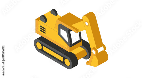 Yellow Excavator Machine Heavy Equipment.