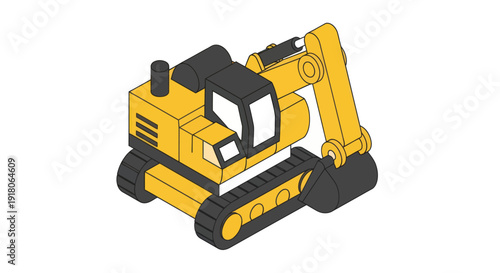 Yellow Excavator Machine Heavy Equipment.