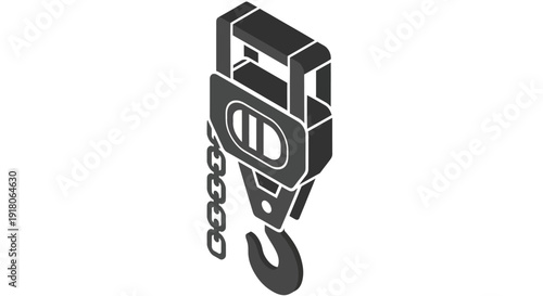 Crane Hook with Chain and Block.