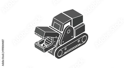 Illustration of a Bulldozer Machine Vehicle.
