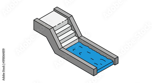 Gray Concrete Swimming Pool with Blue Water.