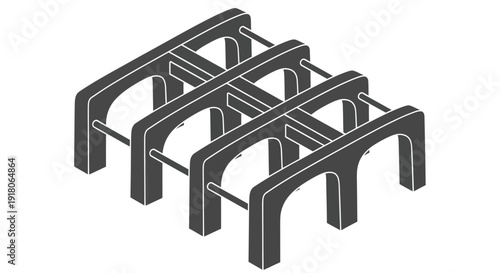 Metal Grid Structure with Multiple Bars.