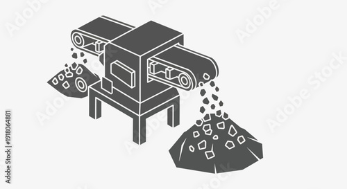 Industrial Coffee Bean Sorting Machine Illustration.