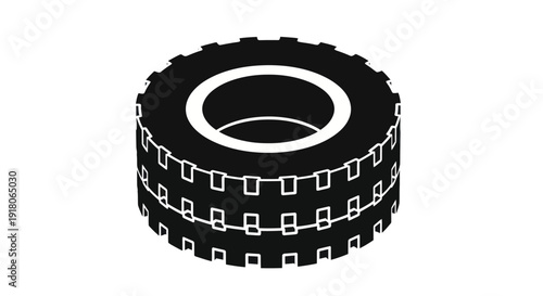 Tire with Tread Pattern and White Rim.