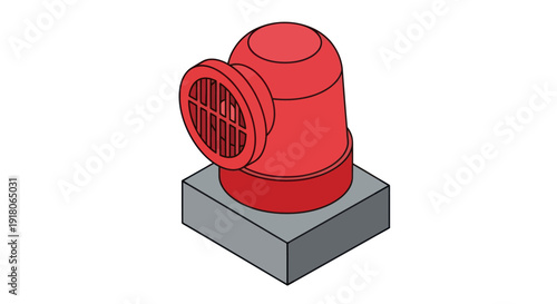 Red Industrial Exhaust Fan on Platform.