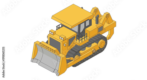 Yellow Bulldozer Heavy Machinery Construction Equipment.