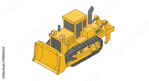 Yellow Bulldozer Heavy Machinery Construction Equipment.
