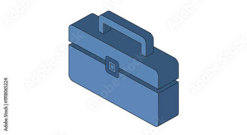 Blue Briefcase with Handle and Latch.