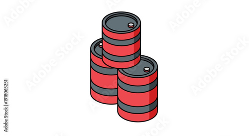 Three red metal oil drums stacked.