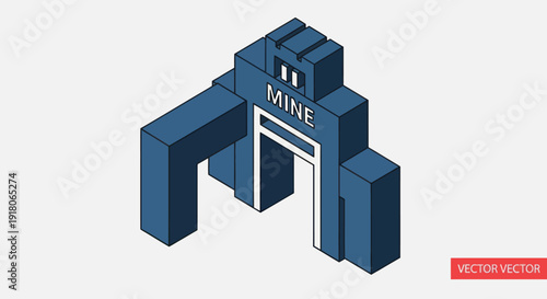 3D Illustration of Mine Entrance Structure.