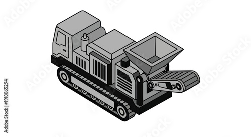 Heavy Duty Crawler Excavator Machine Illustration.