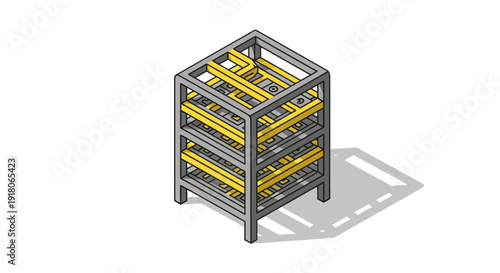 Metal Storage Rack with Yellow Trays.