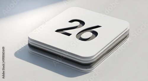 Stack of white cards with number twenty six