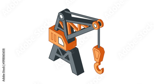 Orange and Gray Crane with Hook.