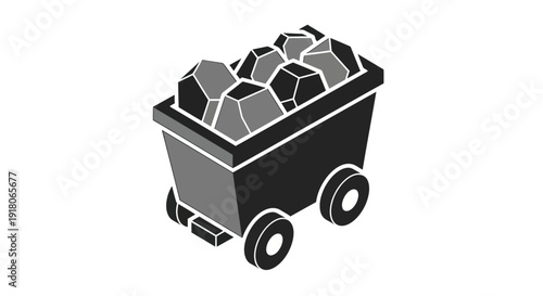 Cart Loaded with Coal Illustration.