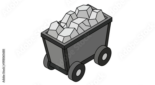 Cart Loaded with Crushed Stones Illustration.