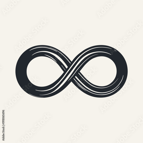 Abstract infinity symbol in black on a light background for T-shirt print  
