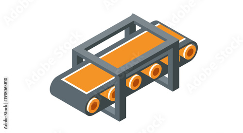 Conveyor Belt System with Orange Rollers.