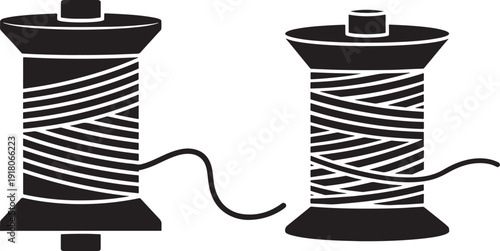 Silhouette of spool sewing thread crafting hobby