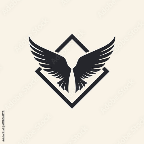 Wings graphic design in black and white with geometric shape  