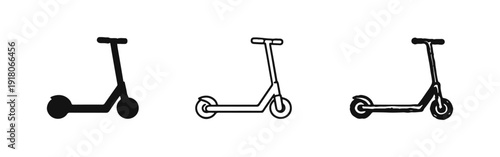 Kick Scooter Vector Icons Collection - Hand-Drawn and Outline Styles for Urban Mobility